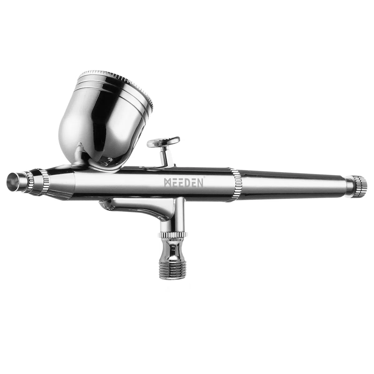 MEEDEN Kit aerografo con mini compressore d'aria portatile, pistola aerografo a doppia azione con alimentazione a gravità, kit di pulizia a 12 colori aerografo per la pittura di modelli - Nero