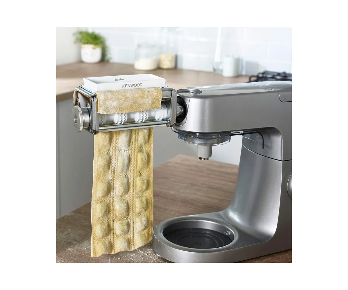 Kenwood Ravioli Maker KAX93.A0ME, Accessorio per Ravioli Fatti in Casa Dolci o Salati, Made in Italy, Accessorio per Impastatrice Planetaria, Incluso pennello per la pulizia e cucchiaio, Acciaio Inox