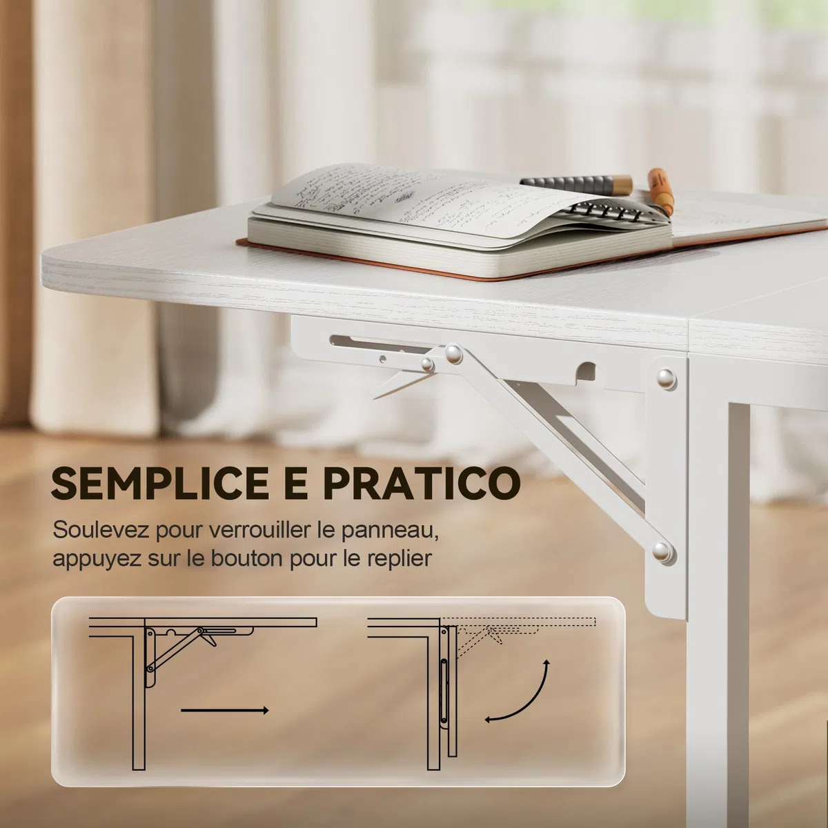 SOLAVERO Scrivania Angolare con Piano Pieghevole, 140cm Scrivania Gaming a l con Prese & USB-C, Tavolo Computer con Cassetti in Tessuto, Tavolo Ufficio con Supporto per Monitor, Bianco