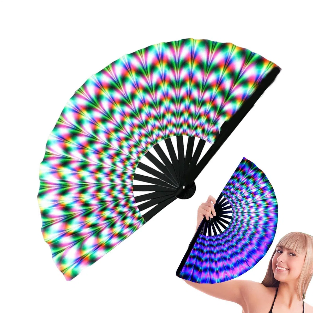 Fan di danza per donne, fan di illuminazione, Dancing Clack Handhell ​​Folding Fan, del festival cinese/giapponese, oggetti di scena fotografici per esibizioni sul palcoscenico, festival di compleanno