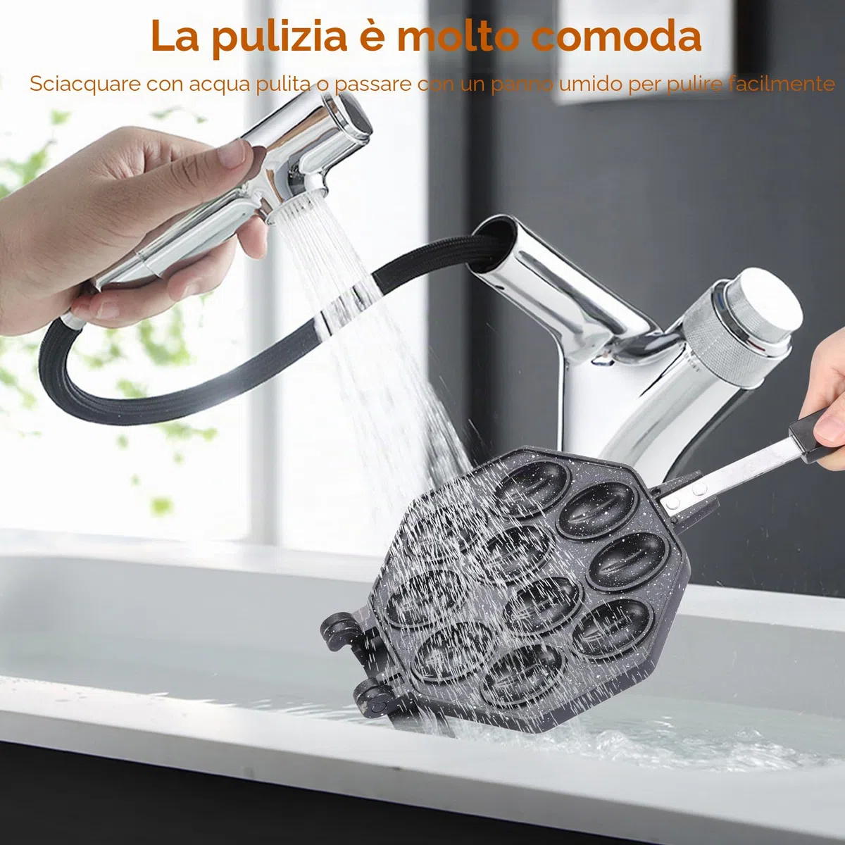 Stampo Per Biscotti A Forma Di Noce (Oreshek) Da 10 Fori In Lega Di Alluminio Con Manico Lungo E Rimovibile, Riscaldamento Uniforme, Nero