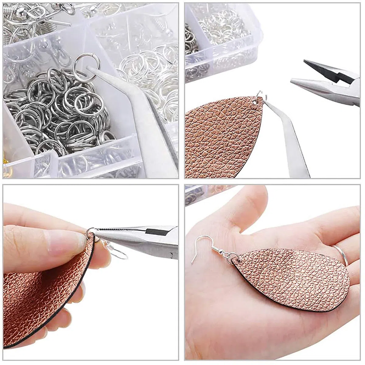 Kit per Realizzare Orecchini 1128 Pezzi - Forniture con Ganci, Anelli Divisori, Pinze, Pinzette, Apriscatole - per Fare Gioielli Fai da Te e Riparare