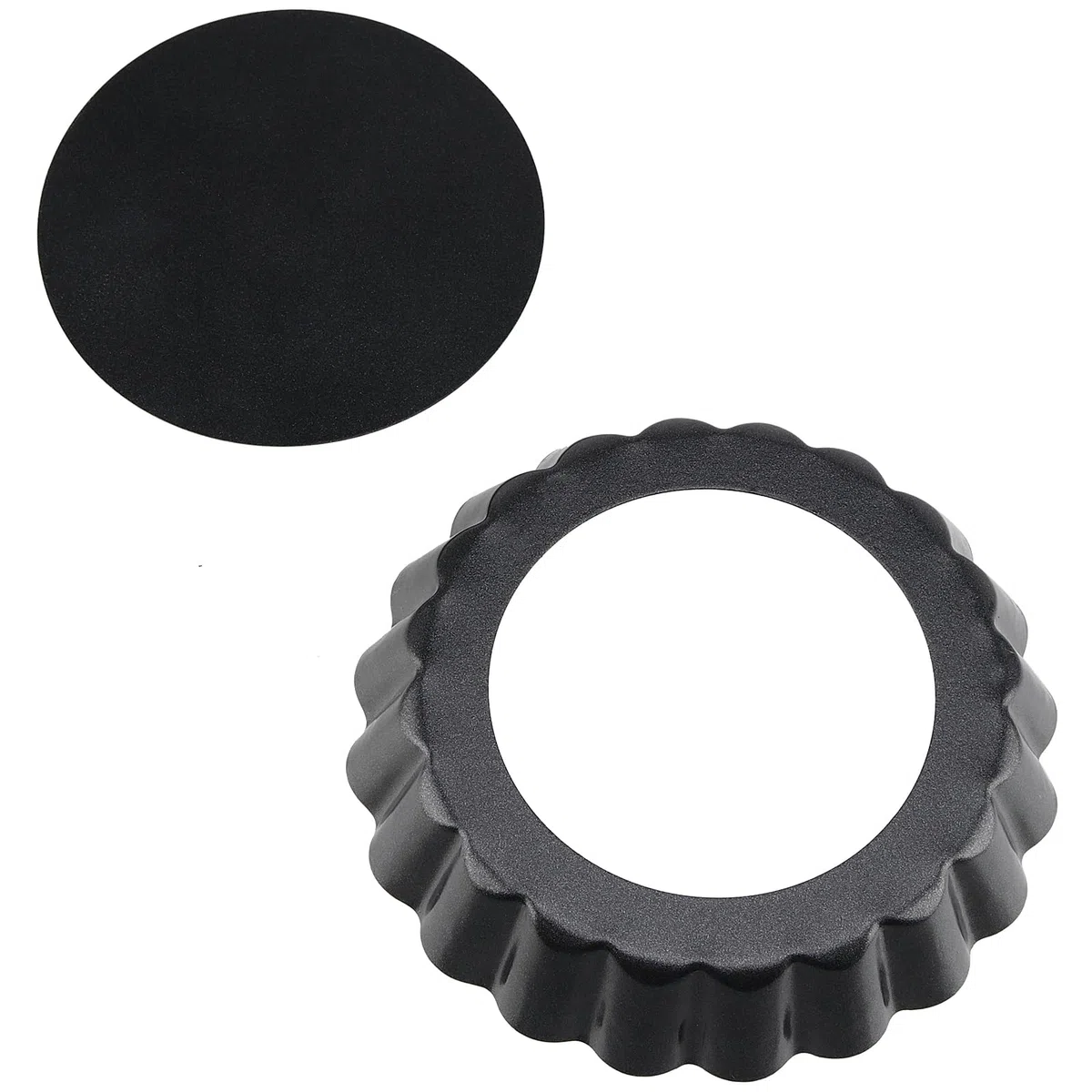 MOUYAT Confezione da 10 teglie rotonde per quiche, 10 cm, antiaderenti, con fondo sciolto, tortiere scanalate torta