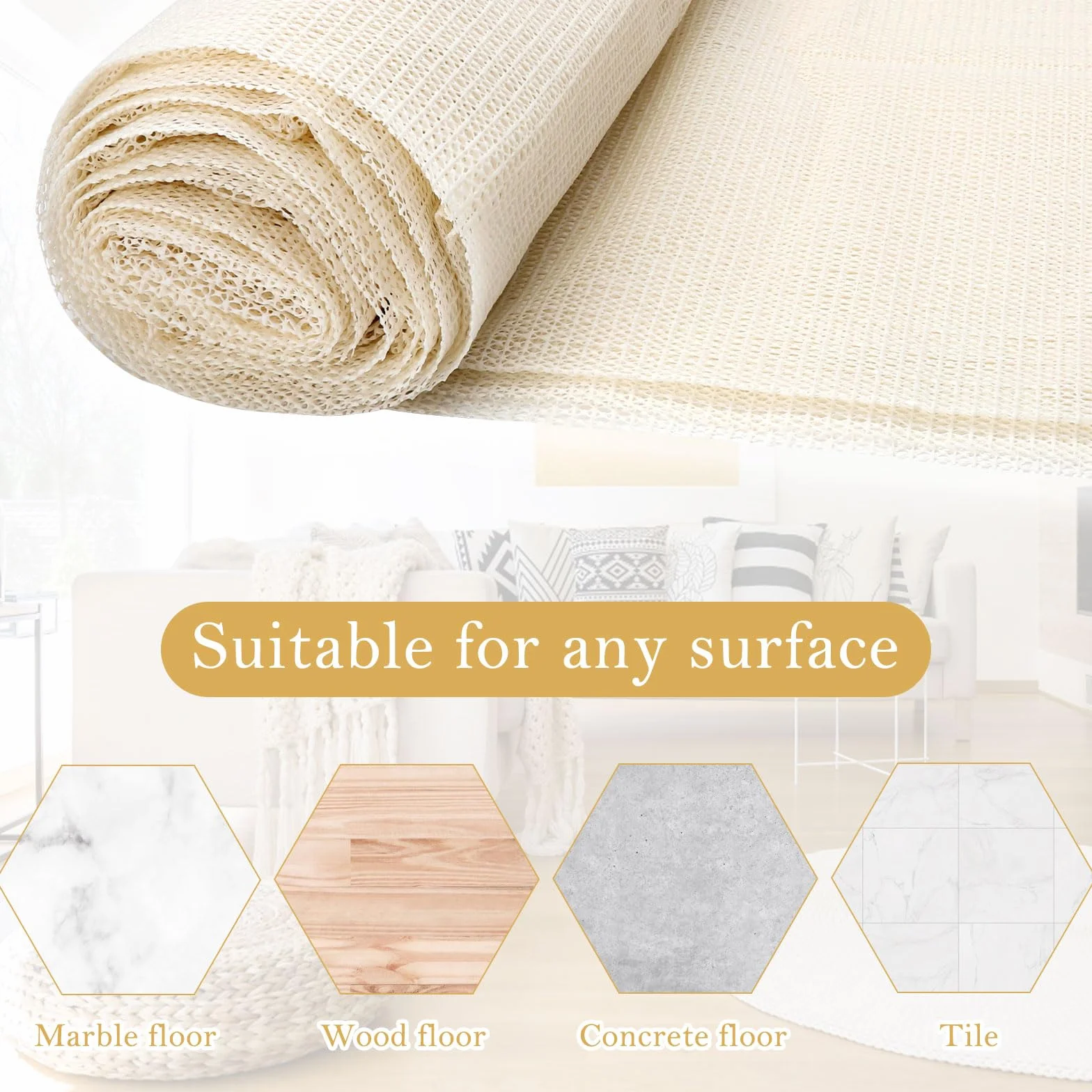 antiscivolo per tappeti 200 x 200 cm ferma tappeto antiscivolo, rete antiscivolo per tappeti, con forbici Può essere utilizzato per materassi, cuscini per divani e tappeti