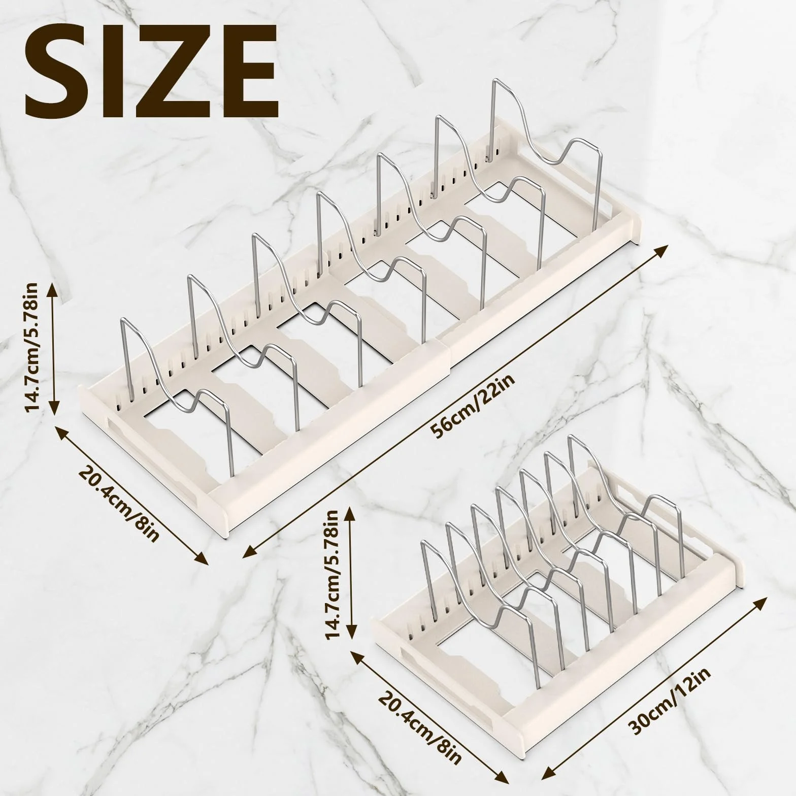 Porta Coperchi Pentole Salvaspazio, Organizer per Padelle con 7 Regolabili di Acciaio Inossidabile Porta Padelle Salvaspazio per Utensili da Cucina - Grigio