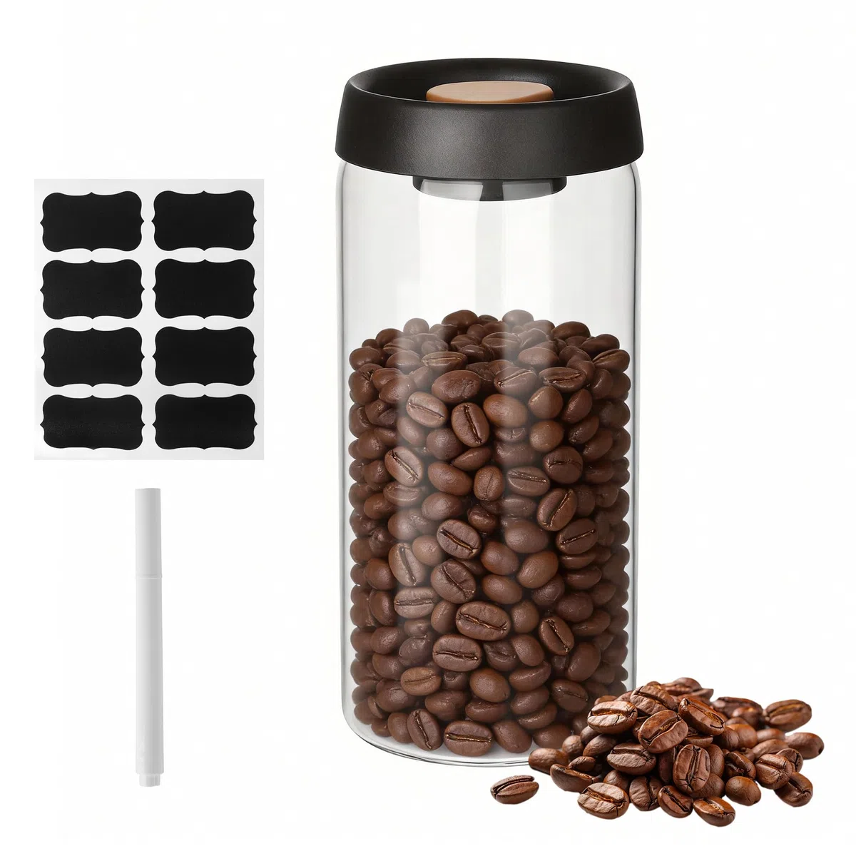 Contenitore per Barattolo sottovuoto caffe da 1800 ml, design a pressione per il vuoto, Barattolo caffe di grande capacità, contenitore per la conservazione dei chicchi di caffè a prova di umidità