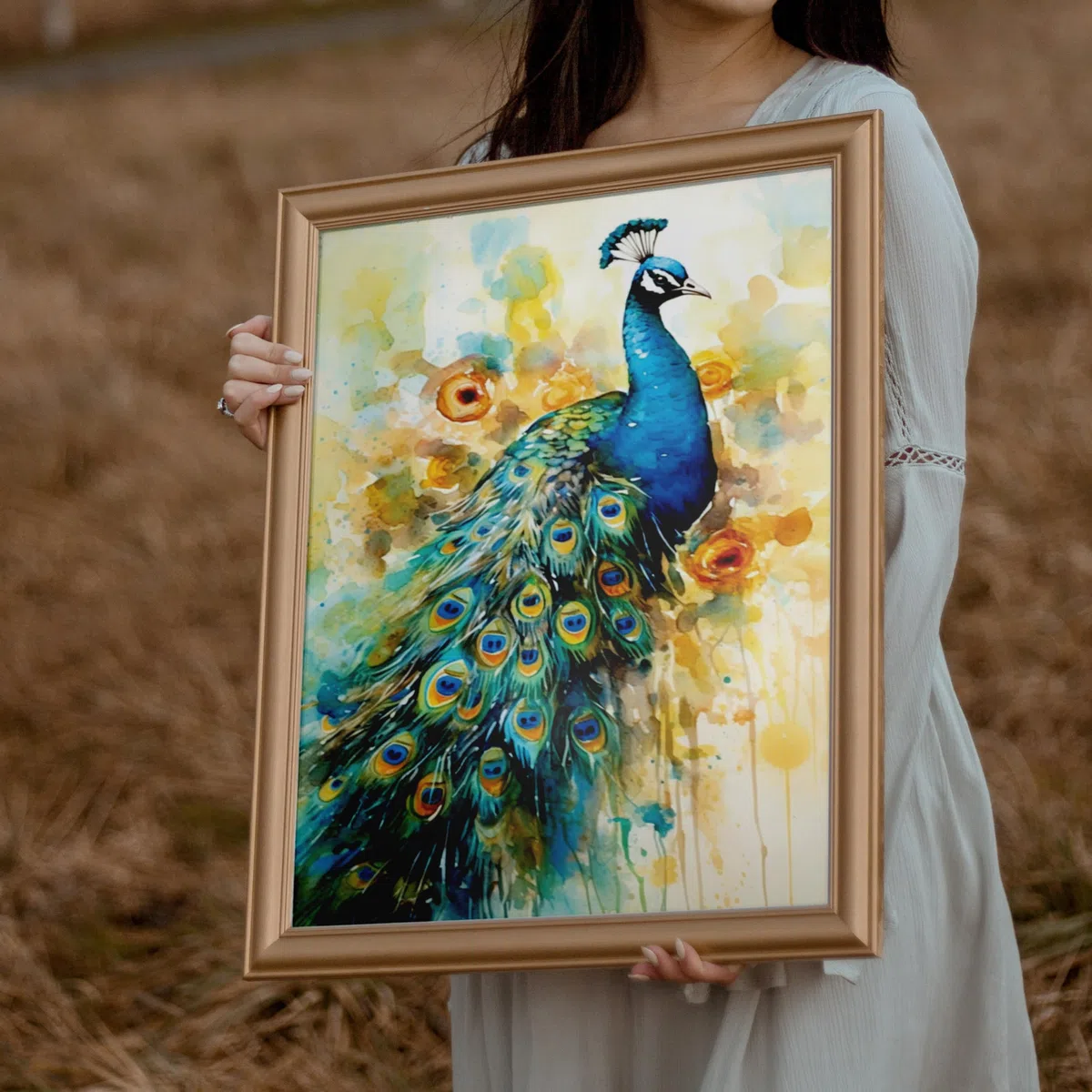 Carta di riso colorata con Pavone, 29 x 40cm (1pc) - per decoupage di poster per mobili da CRAFT KREATIVELY