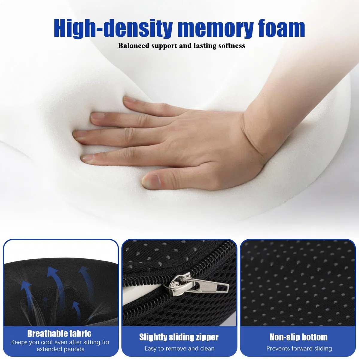 Cuscino Antidecubito, Cuscino Sedia Ufficio, Cuscino Ergonomico, Ciambella per Sedersi – Sollievo per Coccige, Emorroidi, Sciatica, Gravidanza - Memory Foam per Ufficio Casa Auto Sedia