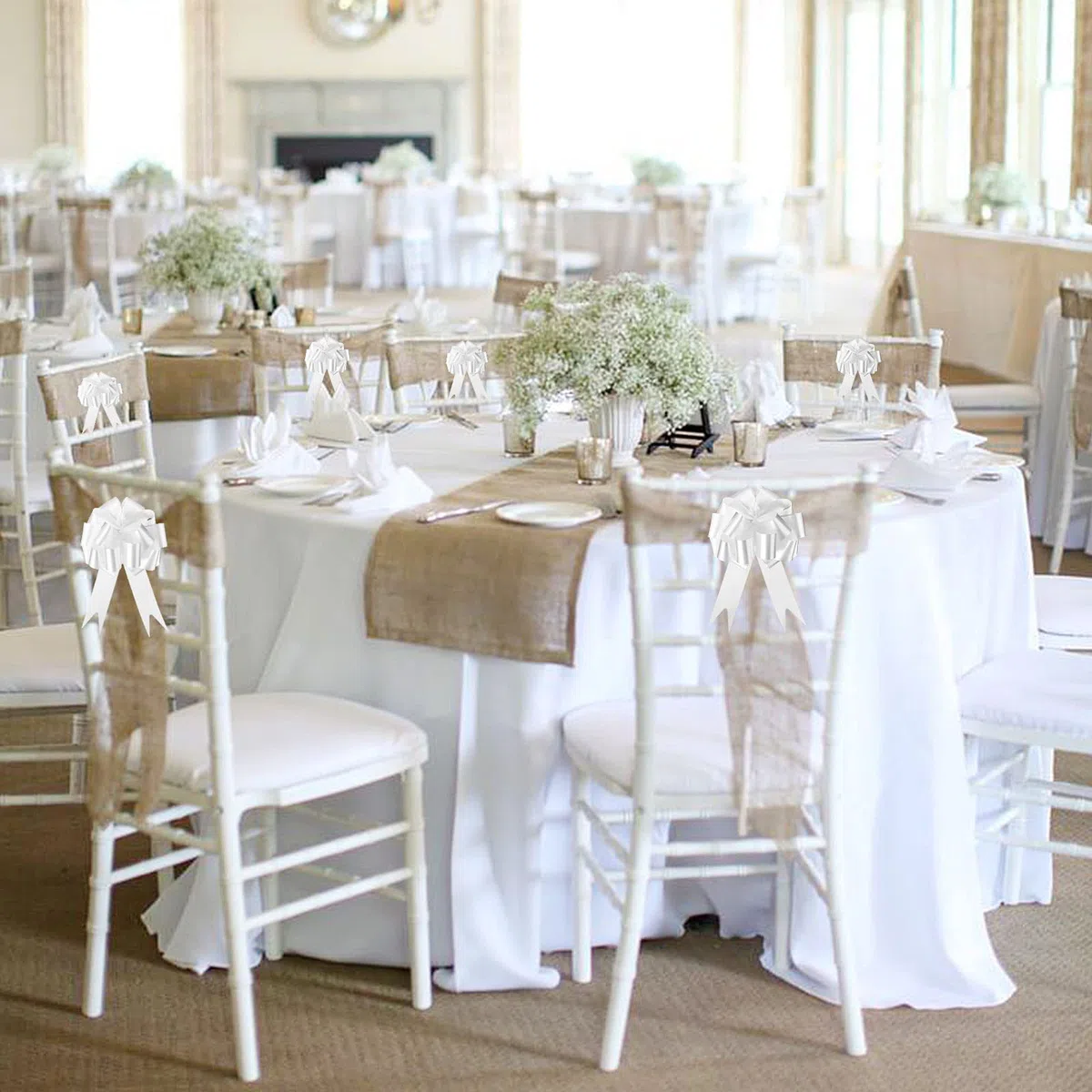 60 Coccarde Bianche Matrimonio Auto Fiocchi Decorazioni Nozze Nastro Addobbi Macchine Casa Giardino (60 Bianche)