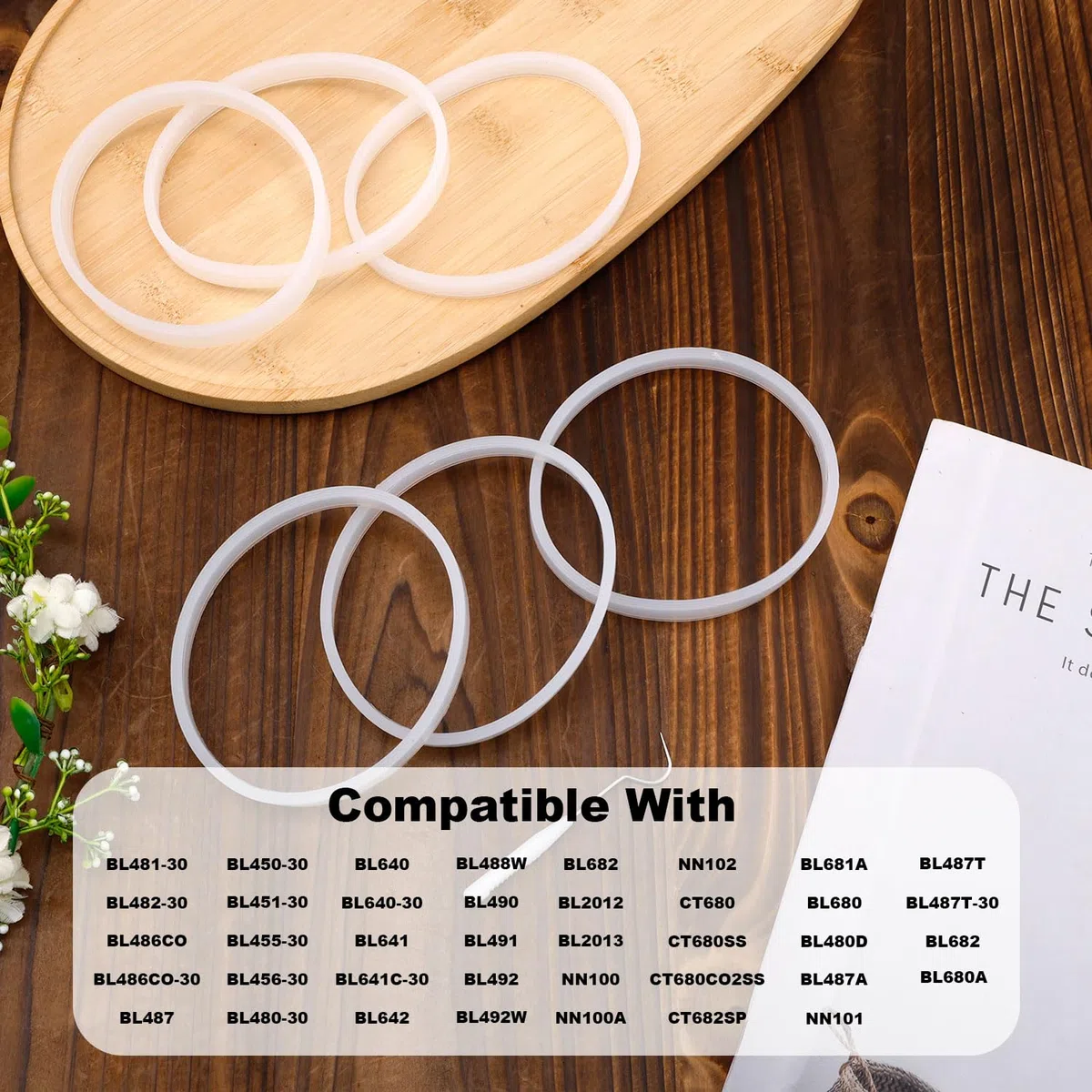 6 pz Guarnizioni per Frullatore Nutri Ninja, 10cm Bianco Guarnizioni in Silicone O-ring Parti di Ricambio con Gancio per Estrattore Ninja Auto-iQ Pro CT680 BL456-30 BL480 BL681A BL682 BL640