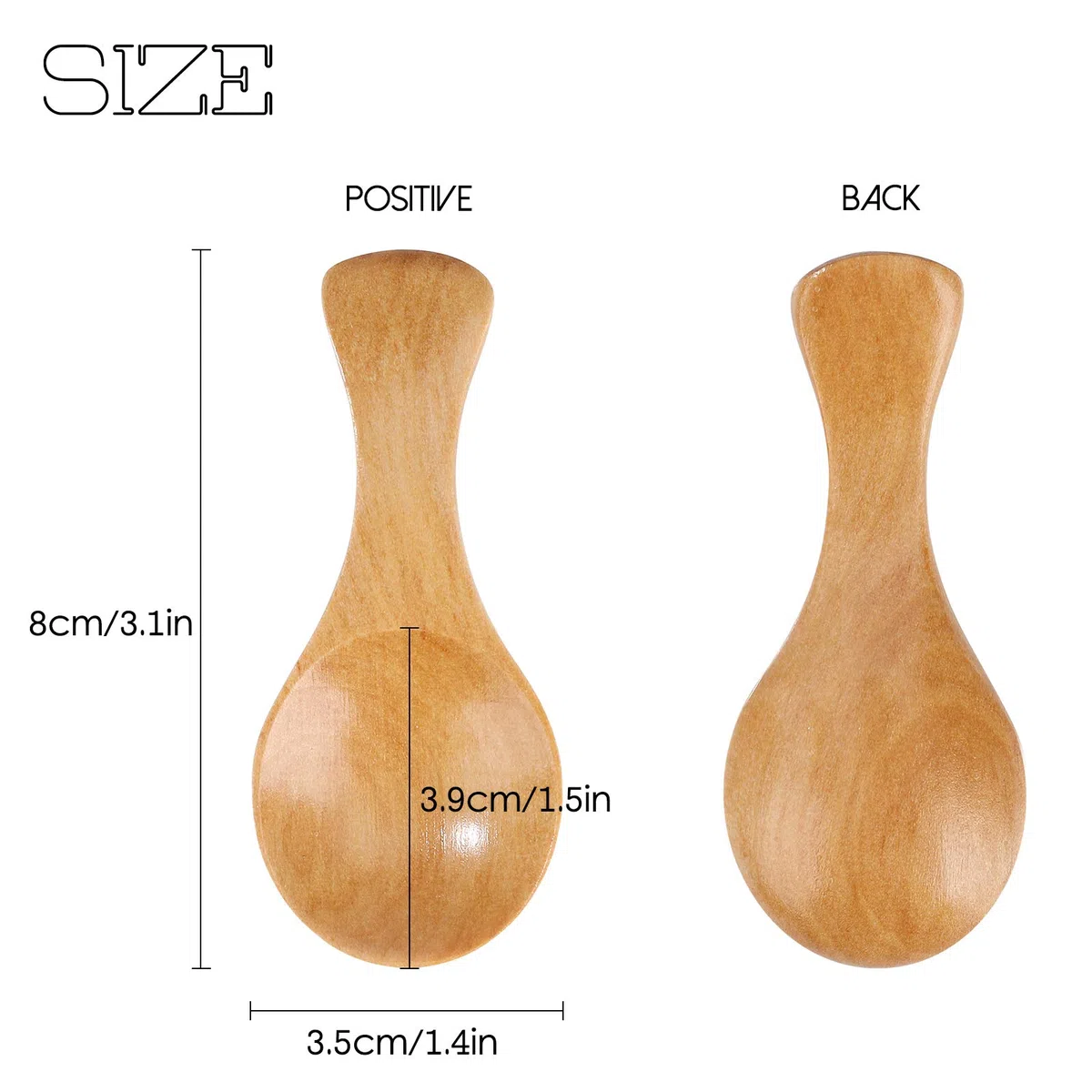 Cucchiai da sale in legno con manico corto artigianale – per miele, caffè, cucina, tè, zucchero, sale, marmellata, senape, gelato (confezione da 10)