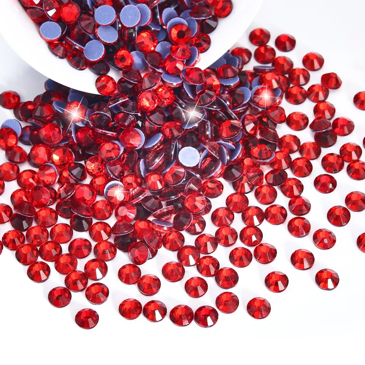 Hotfix - 5000 strass rossi, 21 colori, 5 misure, 2 mm, 3 mm, 4 mm, 4,8 mm, strass rotondi per vestiti, scarpe e artigianato fai da te (rosso)