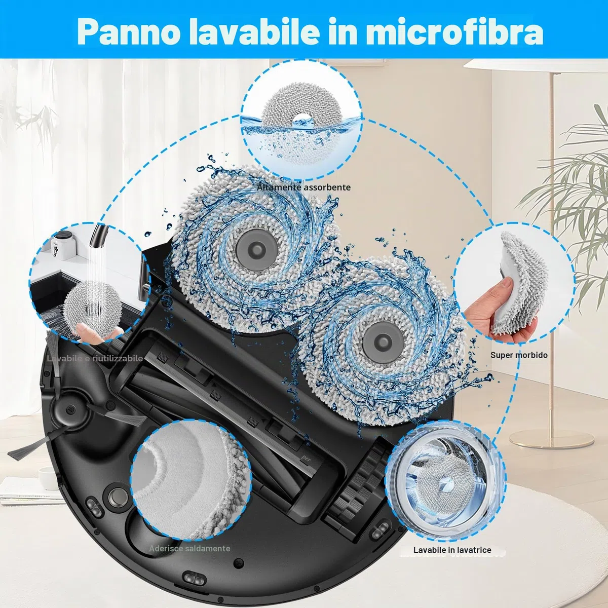 4 Panni Mocio con 2 Supporti di Ricambio per Dreame L10S Pro Ultra Heat / L10S Ultra Gen 2 / L20 Ultra Accessori / L40 Ultra / X40 Ultra / X40 Master Ultra, Supporto di Ricambio Riutilizzabile