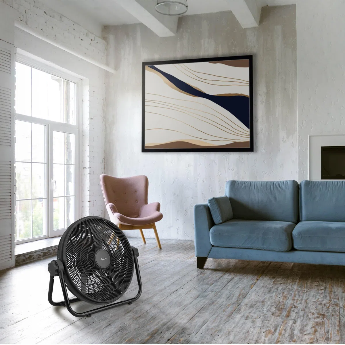 JATA JVCA3225 - Ventilatore ad aria potente da 105 W, ventilatore industriale da 51 cm, 5 pale, 3 velocità, inclinazione regolabile, grande portata 3870 m³/h, per casa e officina