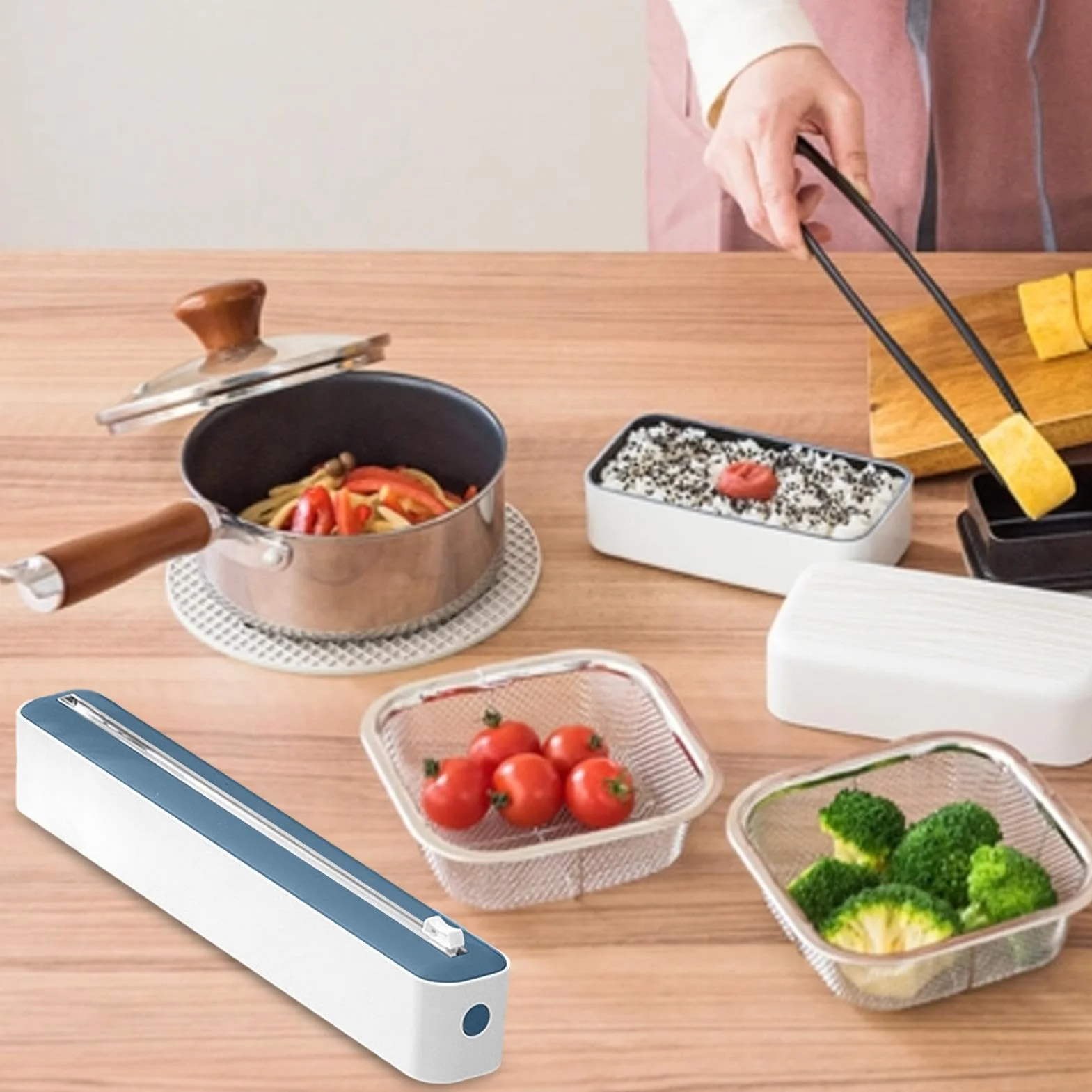 Dispenser per Pellicola e Alluminio | Porta Rotoli Magnetico Con Taglierina | Organizer per Film Trasparente