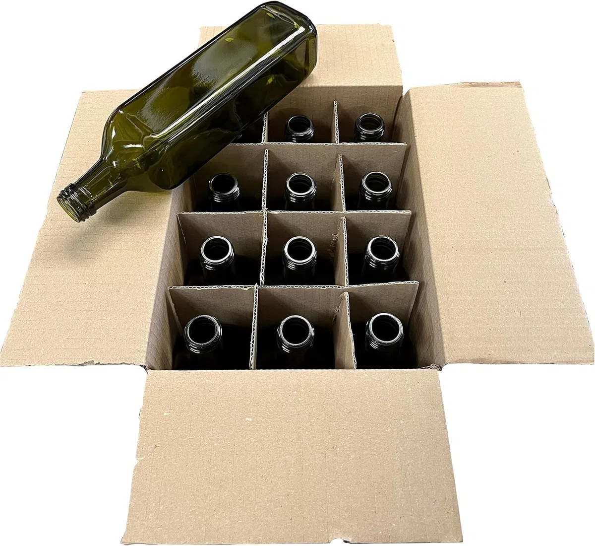 acquaverde | 6 Bottiglie Marasca in Vetro Scuro Uvag, Bottiglia per Olio e Liquori da 750 ml con Tappo Dosatore