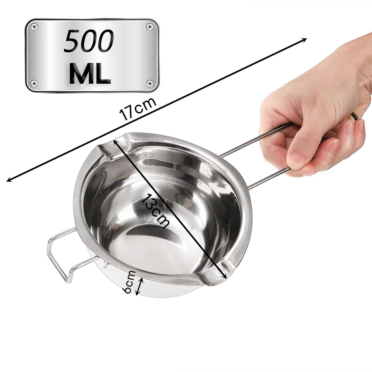 Lawei - Pentola in acciaio inox per cuocere al vapore, per far fondere cioccolato, caramelle, burro, formaggio e caramello (confezione da 2)