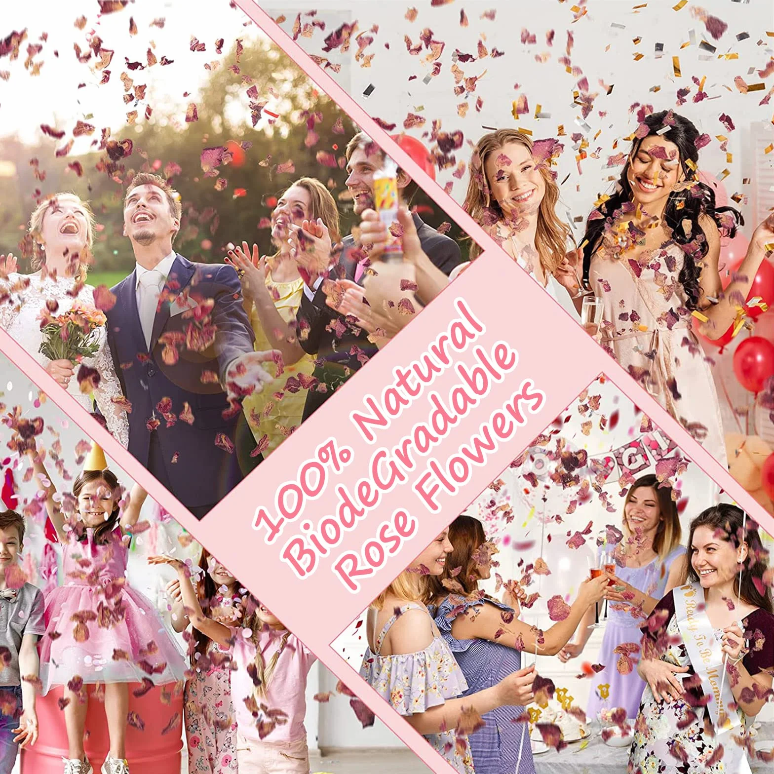 1 Litro di Coriandoli Nuziali Naturali, Petali Secchi Matrimonio, Oriandoli Petali di Rosa Confetti, Coriandoli di Petali di Rosa Biodegradabili, Coriandoli per Matrimonio con Fiori Secchi