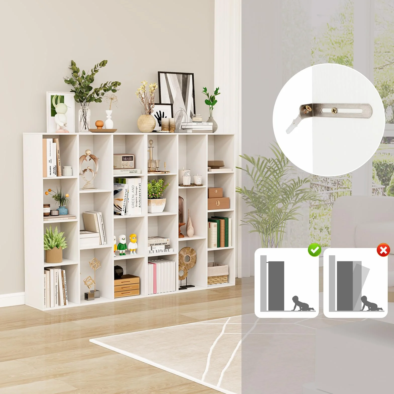 KOMFOTTEU Libreria Aperta con 11 Scomparti, Libreria a Cubi, Arredamento Casa, Scaffale da Ufficio, 74 x 24 x 106 cm (Bianco)