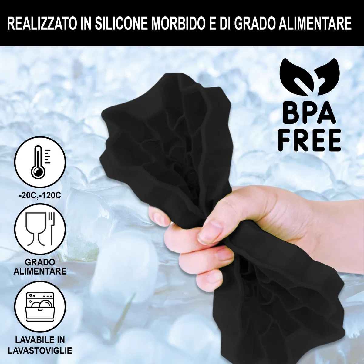 Set da 2 Porta Cubetti Ghiaccio Silicone Senza BPA, Stampi Ghiaccio Silicone Con Coperchio, Cubetti Ghiaccio Riutilizzabili Facili da Rimuovere, Ideali per Bevande, Cocktail e Cucina