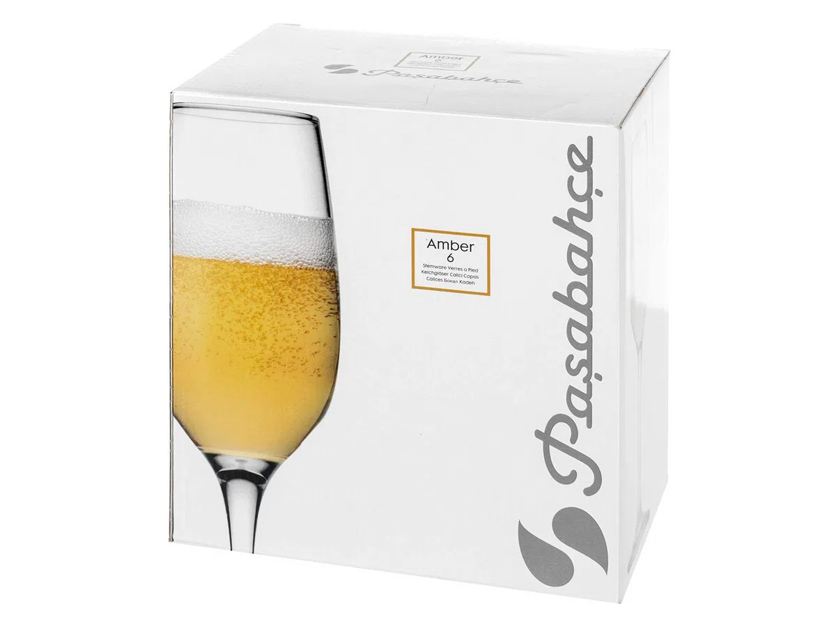 Pasabahce 469433 Amber Confezione 6 Calici Flute, Vetro, Trasparente, 20 Cl