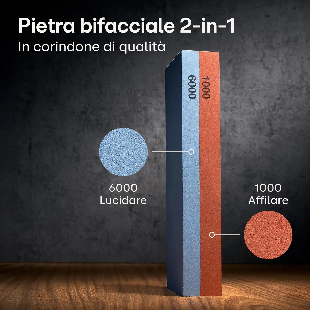 Praknu Pietra per Affilare 2-in-1 Affilacoltelli Cote 1000/6000 Grana Combinazione Affilacoltelli Professionale - con Stand Silicone Antiscivolo & Bambù