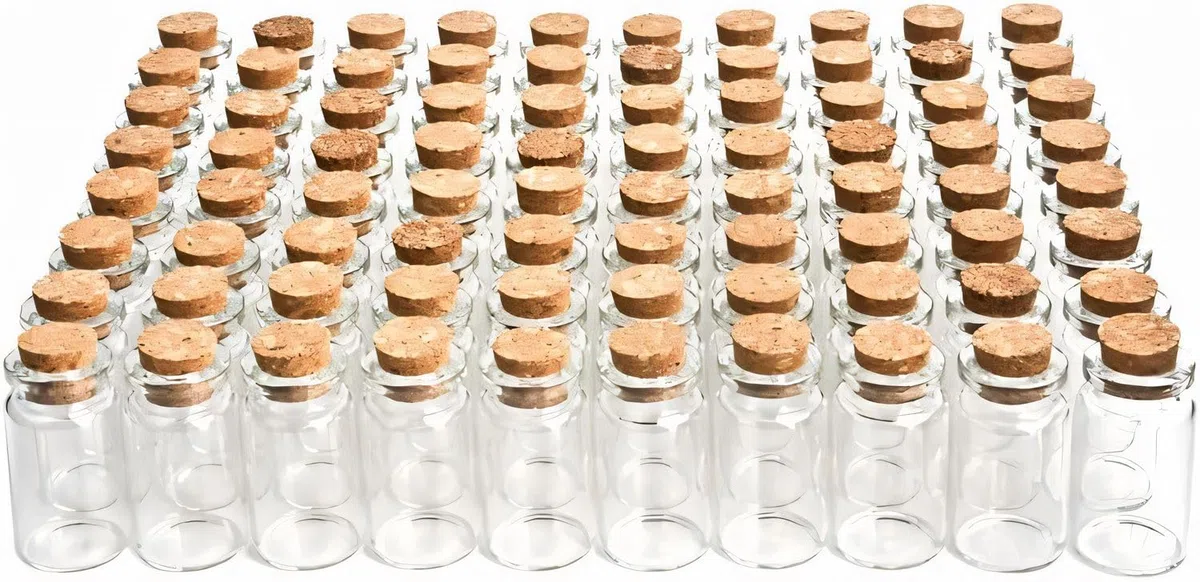 80pz Bottigliette di Vetro Piccole,8ml Vasetti Barattolini Vetro Piccoli con Tappo Sughero,Bottiglie Mignon per Porta Spezie, Bomboniere e Marmellata,Decorazioni Artigianali fai-da-te