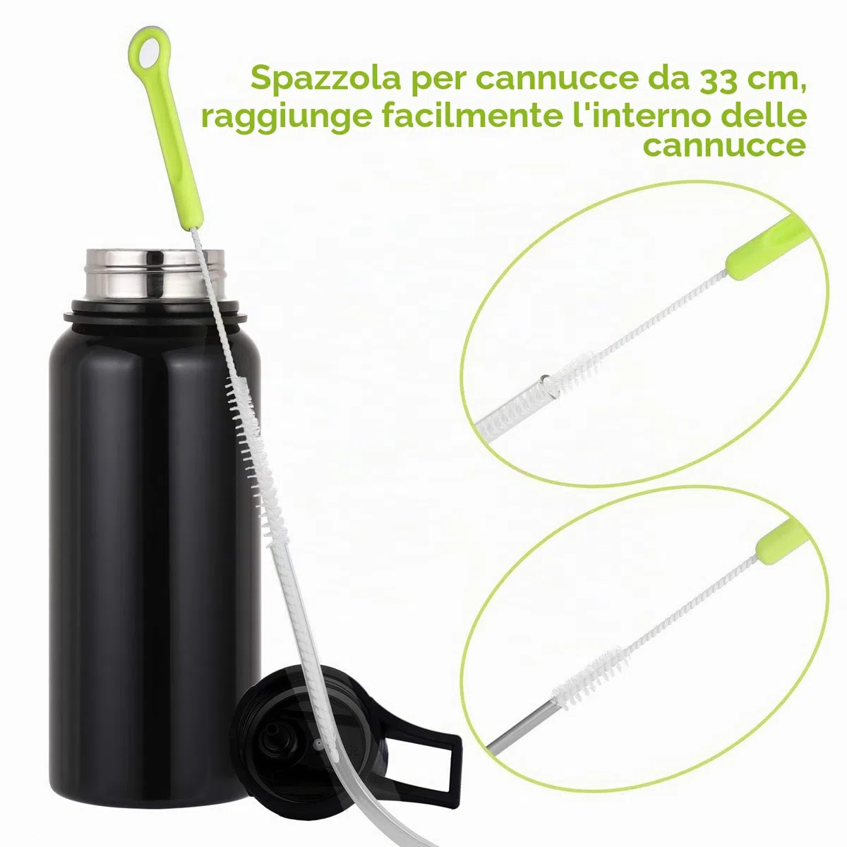 5pcs Scovolino Bottiglie, Cleaning Brush, Spazzola di Bottiglia, Bottiglia Spazzola Manico Lungo per Il Lavaggio di Birra, tè, Calderone, Caraffa Stretta Collana Bottiglie (5pack-a)