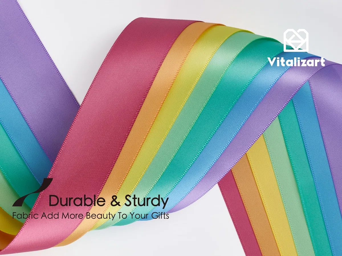 Vitalizart Nastro di Raso 12 Colori Chiari 2,5cm*32,9m per Confezioni Regalo, Nastro Regalo Poliestere Doppio Lato, Nastri in Tessuto Spesso per Artigianato, Bouquet, Decorazioni & Ghirlande Natalizie