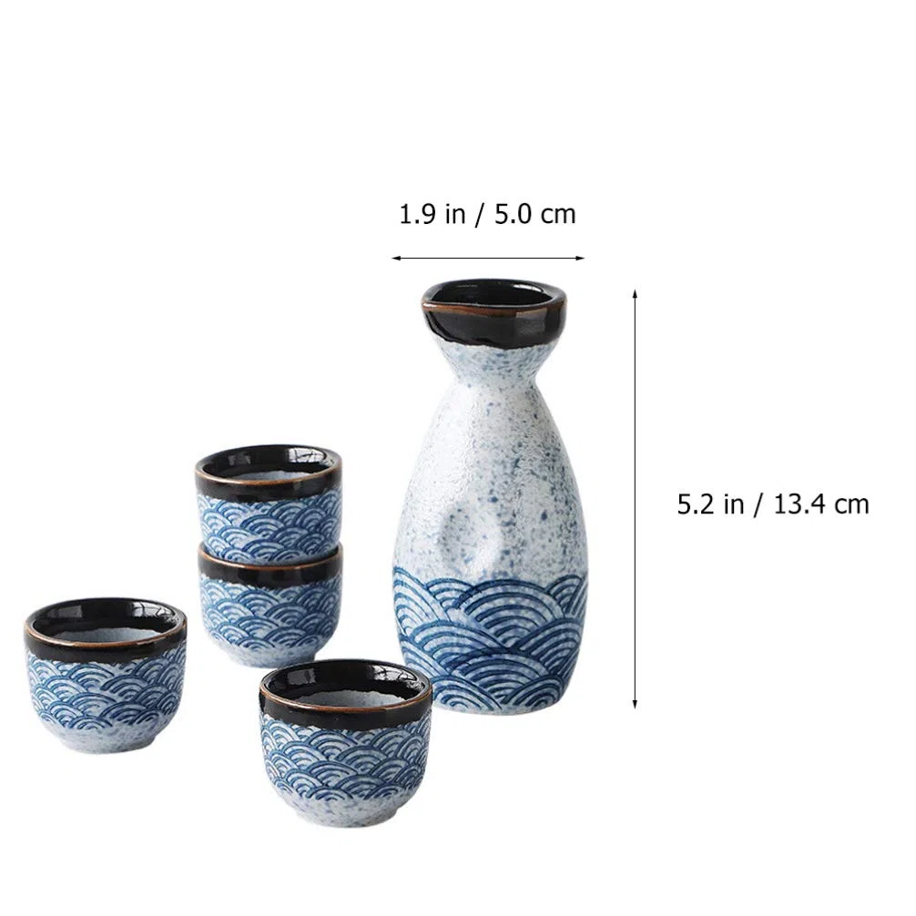 Housoutil Giapponese Sake Cup 4 Pz 20 Ml Sake Ticks+ 1 PZ 180 Ml Sake Pot Set Bicchieri da Vino in Ceramica
