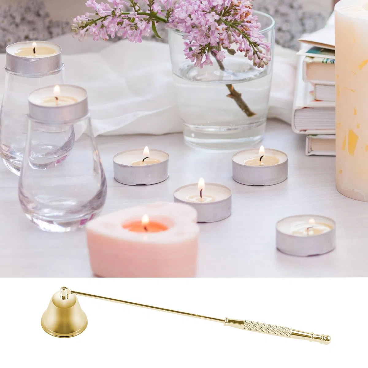 BORDEAG 3 Pezzi Spegni Candela Spegnicandela in Acciaio Inossidabile Candle Snuffer con Manico Lungo, Spegnifiamma per Candele Campana per Candele Regali di Natale Decorazione