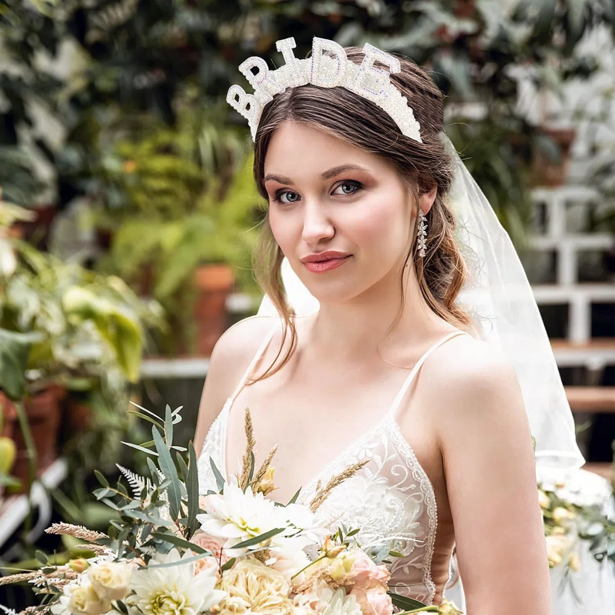 Cerchietto per Capelli con Perle, e Velo da Sposa Bianche, Cerchietto Bride, Cerchietto Sposa Perle, Cerchietto Bride e Velo, per Addio al Nubilato, Fidanzamento, Regalo Nuziale