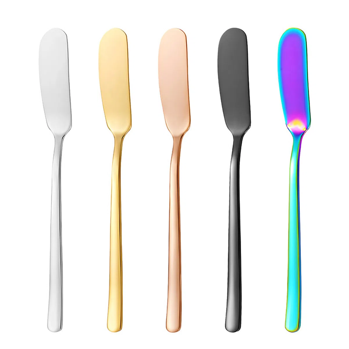YNR Set da 5 Coltelli per Burro,Coltelli in Acciaio Inox,Bordo Arrotondato di Qualità Ristorante per Spalmar Burro e Formaggio Crema