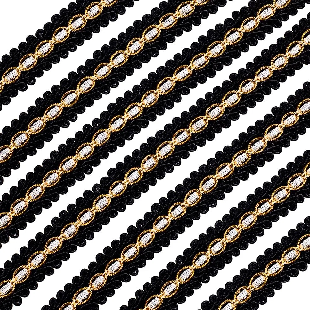 FINGERINSPIRE Bordo a treccia nera 18mm 30m Nastro in poliestere tessuto Gimp Fringe Trim Basic Trim decorativo Gimp Treccia per costume fai da te artigianato cucito gioielli per la decorazione