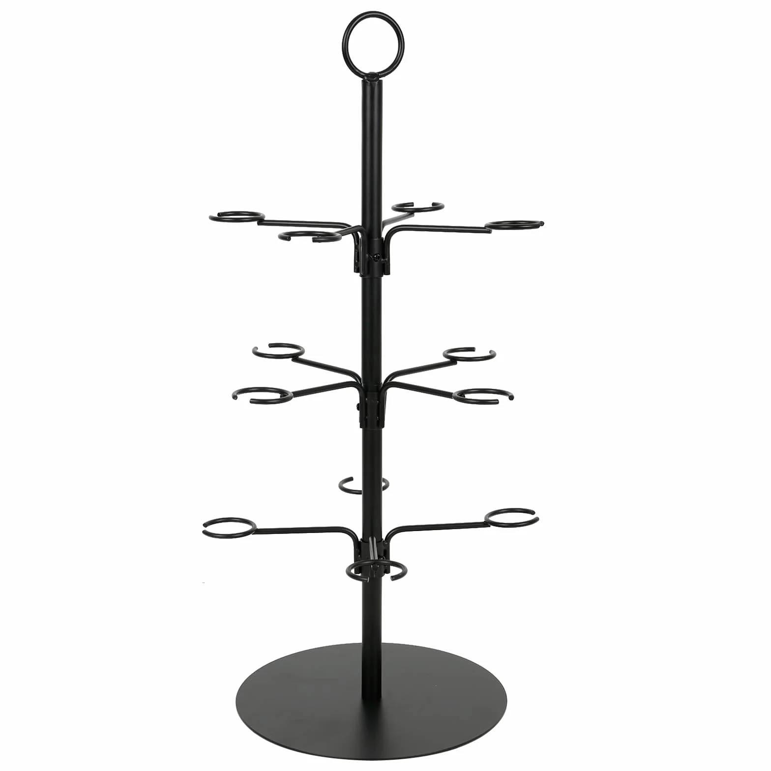 Portabicchieri per cocktail, in metallo, per cocktail, 12 bicchieri da vino, per cocktail, Martini, champagne (nero, 3 piani)