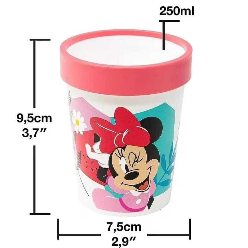 Set di stoviglie riutilizzabile per bambini bicolore – Set composto da 3 pezzi: Piatto, ciotola e bicchiere per bambini e bebé con base antiscivolo – Senza BPA - MINNIE MOUSE TOPOLINA