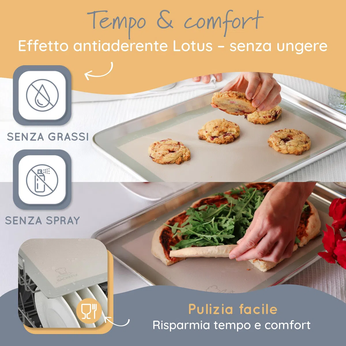 Backefix Tappetino da forno in silicone, 40 x 30 cm, verde, di alta qualità, in silicone platinico, come carta da forno riutilizzabile, privo di teflon, BPA e PFAS, antiaderente, lavabile in