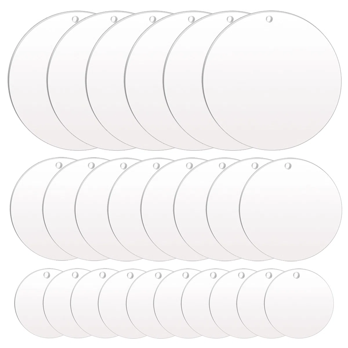 24 Pezzi Dischi Acrilici Trasparenti, 2mm Disco Acrilico Rotondo con Foro 5cm/7,5cm/10cm, Pannelli Acrilici Trasparente Rotondi Trasparente, per Dischi Fotografici, Artigianato