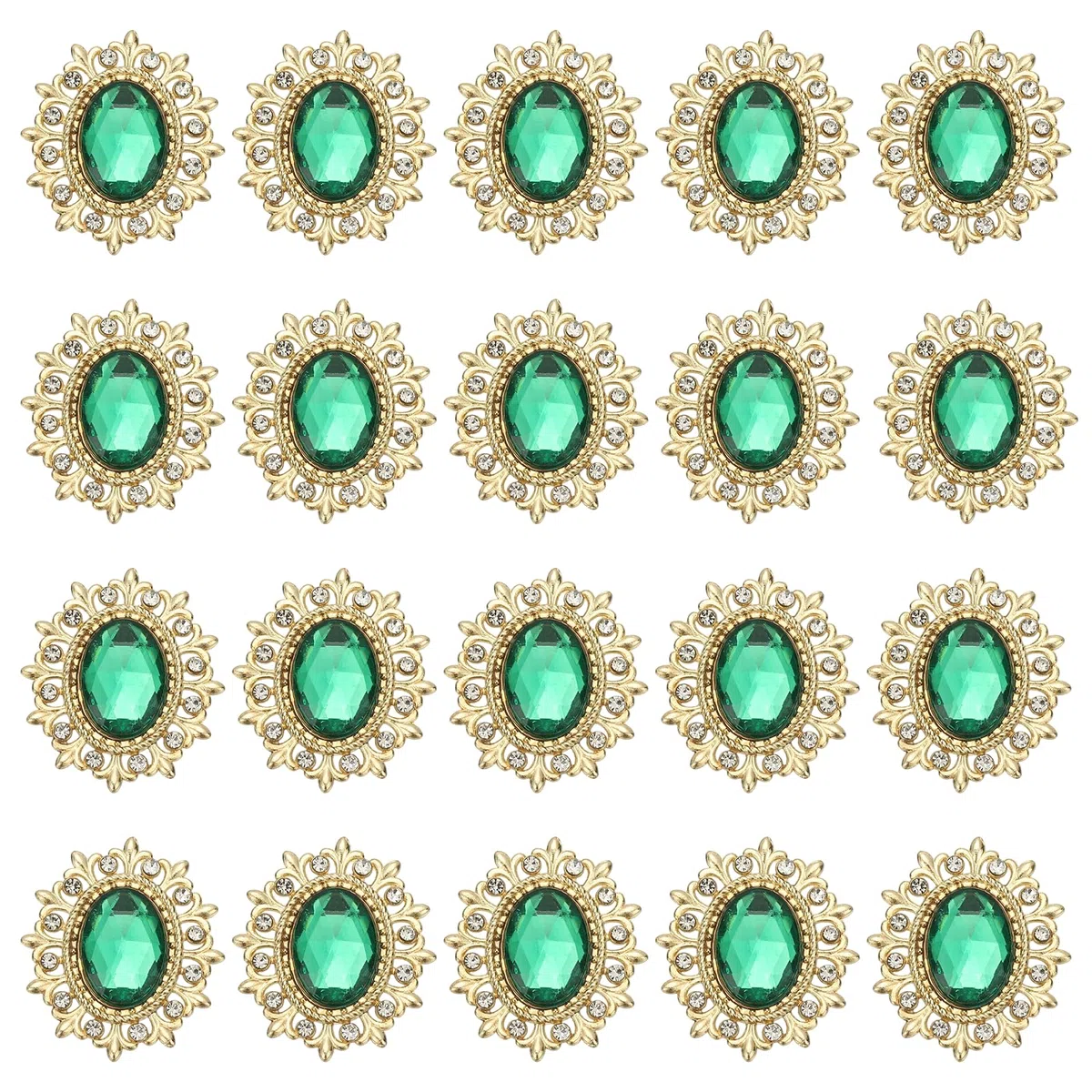 PATIKIL 20Pcs Bottoni Con Strass, Strass Con Base In Metallo Da Cucire Con Pietre A Specchio Per Decorare Abiti Scarpe Cappello Borse, Verde Scuro