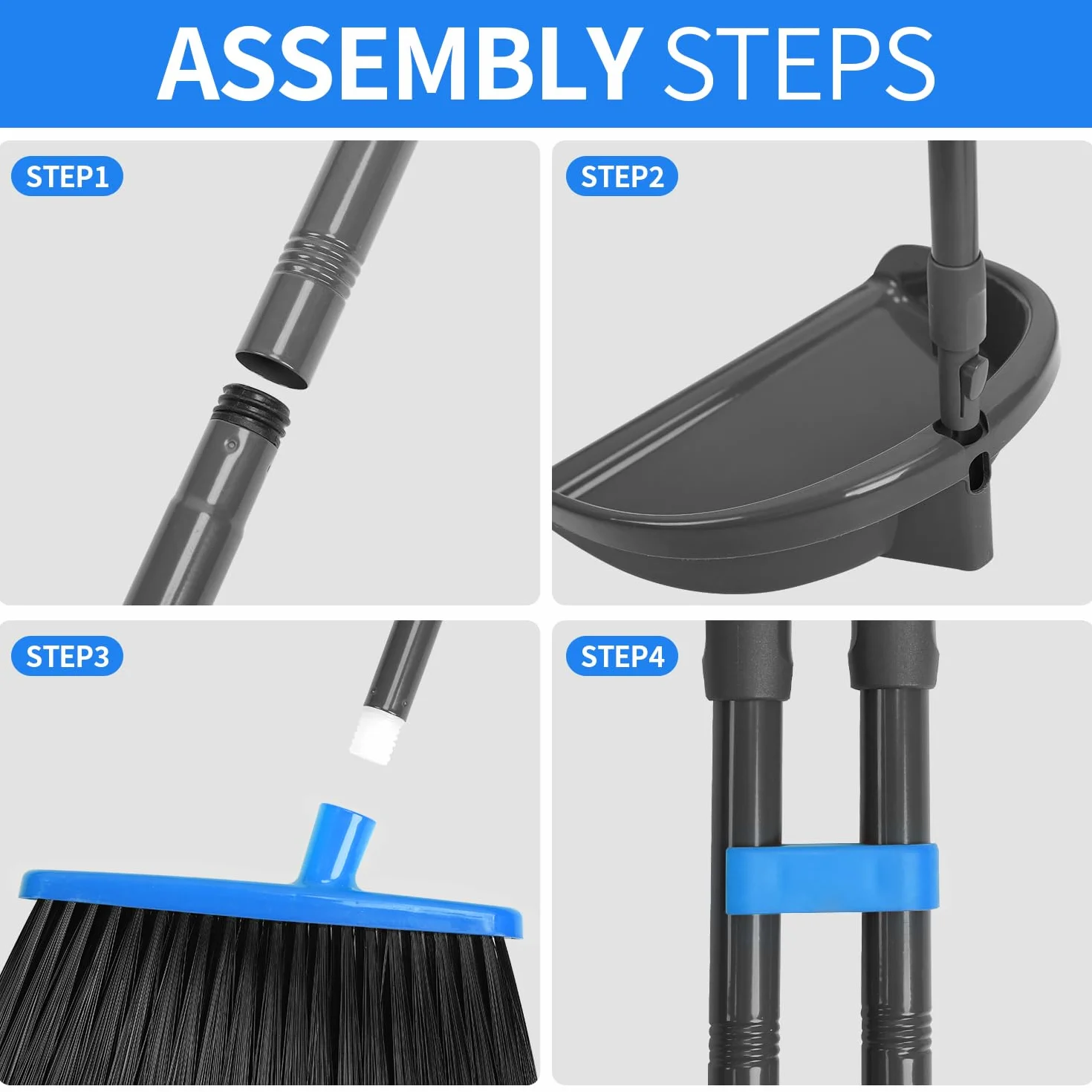 TreeLen Upgrade Your Broom and Dustpan Set - Dustpan and Broom Combo Home, Office, and More