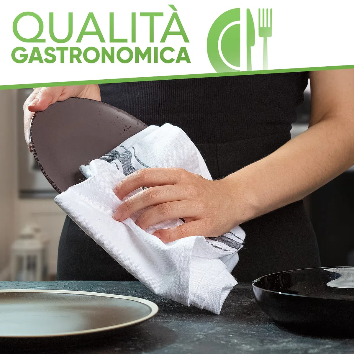 Loco Bird strofinacci cucina cotone 45x75 cm bianco monochromatico - Set di asciugamani da cucina di in 10 pezzi - Asciugapiatti - stracci cucina in cotone per asciugare