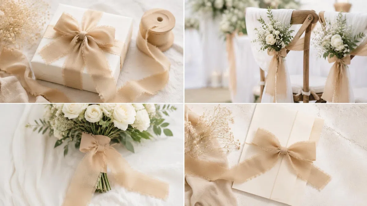 CHUQING 3 rotoli di nastro in chiffon rosa antico, nastro decorativo in chiffon per bouquet, confezione regalo, invito di nozze