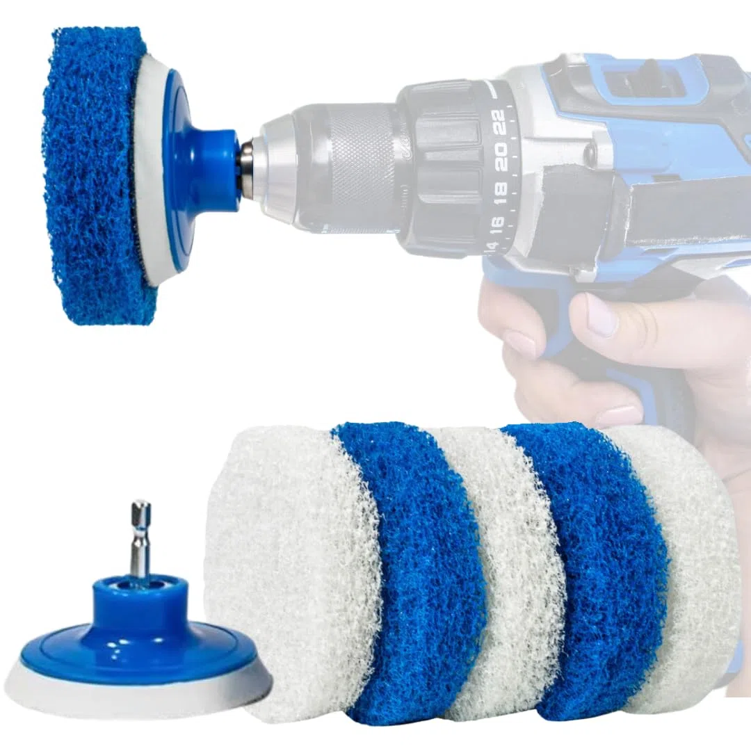 RotoScrub Kit di accessori da bagno di pulizia Drill 4"x4"x8.5" Blu bianco