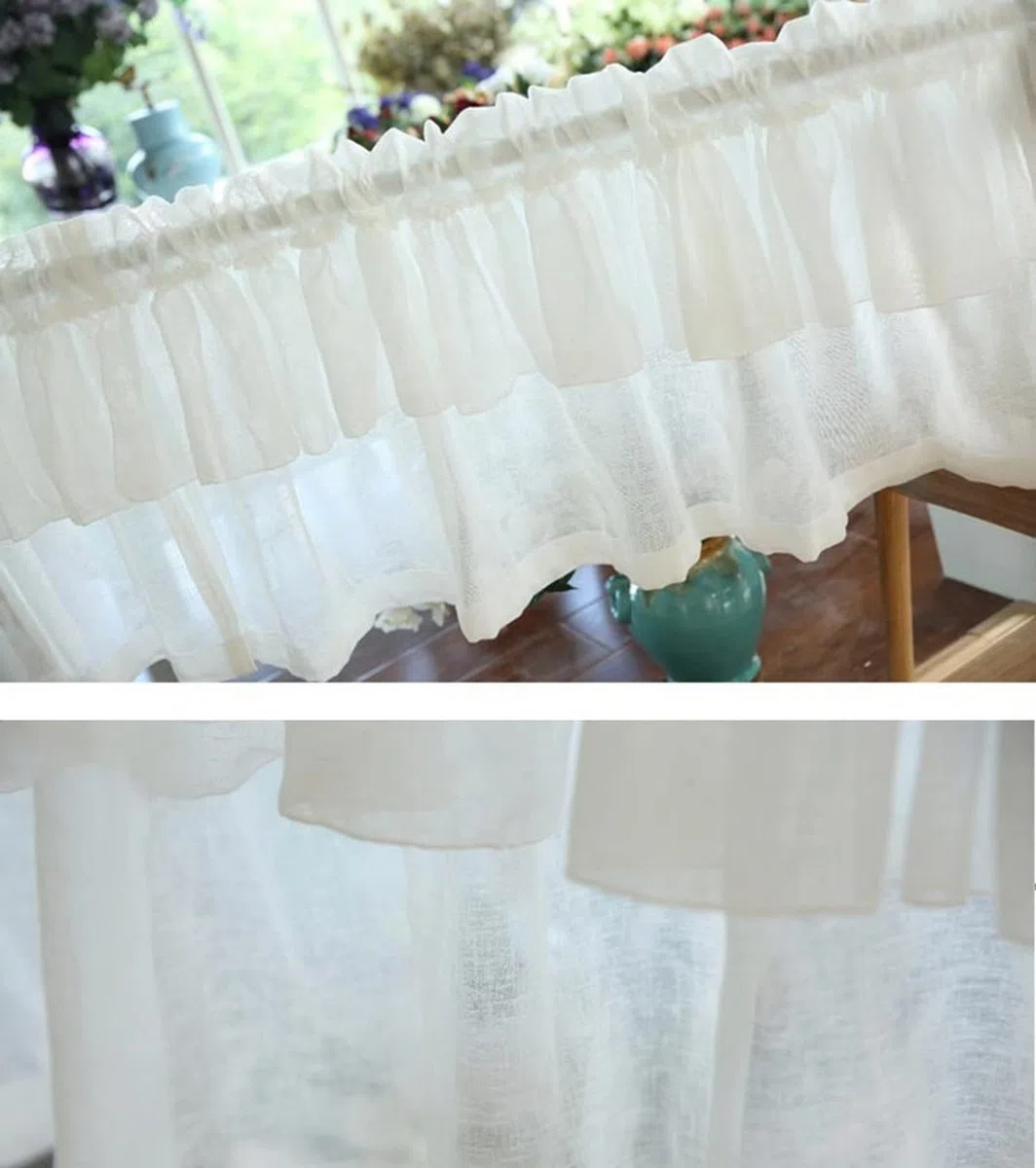 A.Monamour Tenda corta per finestre piccole, in cotone e lino, voile trasparente, tulle con volant, mantovana per finestra, mezza tenda per cucina, bar, camera da letto, armadio tenda