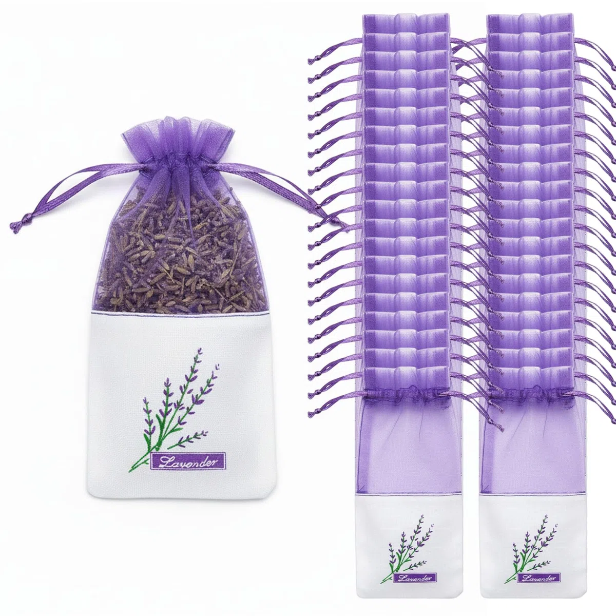 40 Pezzi Sacchetti di LavanDA Profumata Sacchetto per Lavanda Vuoti con Coulisse Sacchetto di LavandaS Vuoti Viola Bustine per Lavand, Spezie ed Erbe Aromatiche