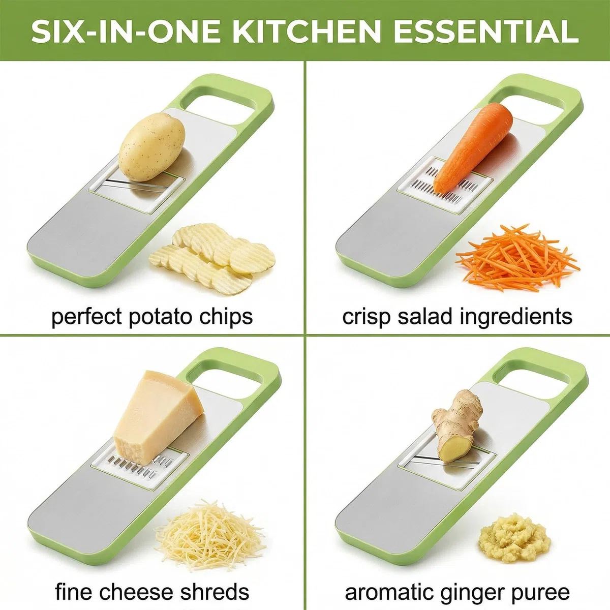 Mandolina per Verdure Professionale Taglia Multifunzione 6 Lame Intercambiabili, Taglia Verdure, Affetta Verdure Manuale per Verdure, Julienne, Grattugia e Chips