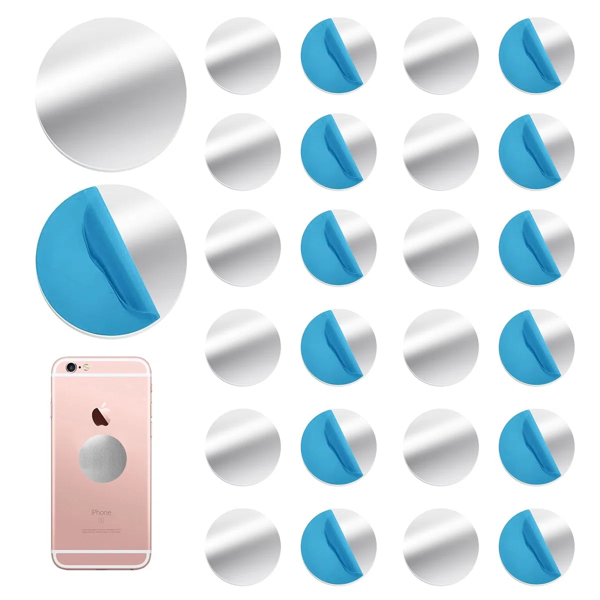 Piastrine in metallo autoadesive, 120 pezzi, 3 cm, piastre metalliche autoadesive, dischi in metallo per supporto magnetico del telefono