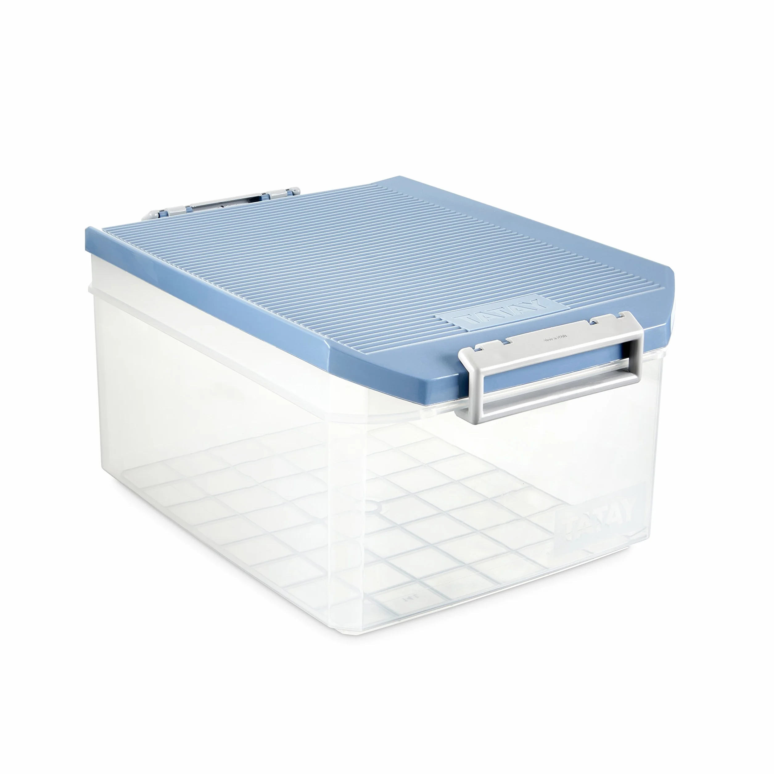 TATAY Scatole Plastica con Coperchio 14 L Multiuso - Classic | Coperchio con Cerniera Incluso | Manici Ergonomici in ABS | Design Impilabile e Resistente | Plastica BPA Free | 27x39x19 cm, Blu