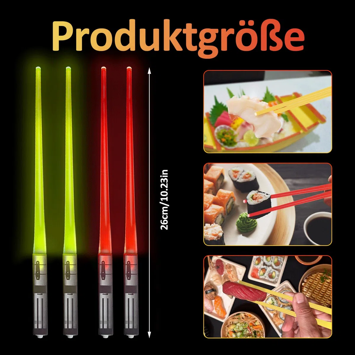 Light Up Bacchette Lightsaber Bacchetta Cinese con 9 modalità di colore, SOARFLY Lightsaber Bacchetta riutilizzabile senza BPA Illuminating Chopsticksper cucina cena party sushi 2 paia