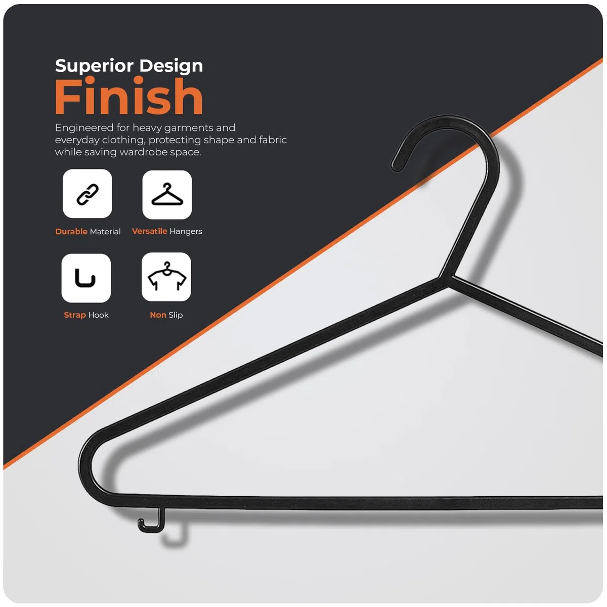 Grucce appendiabiti in plastica, confezione da 25, per adulti, resistenti, resistenti, con ganci per risparmiare spazio, leggere, antiscivolo, design sottile per pantaloni, camicie e abiti
